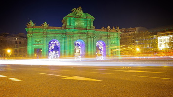Twilight Stroll: Madrid's Festive Glow