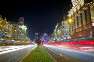 Twilight Stroll: Madrid's Festive Glow