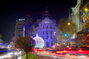 Twilight Stroll: Madrid's Festive Glow