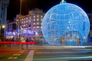 Twilight Stroll: Madrid's Festive Glow